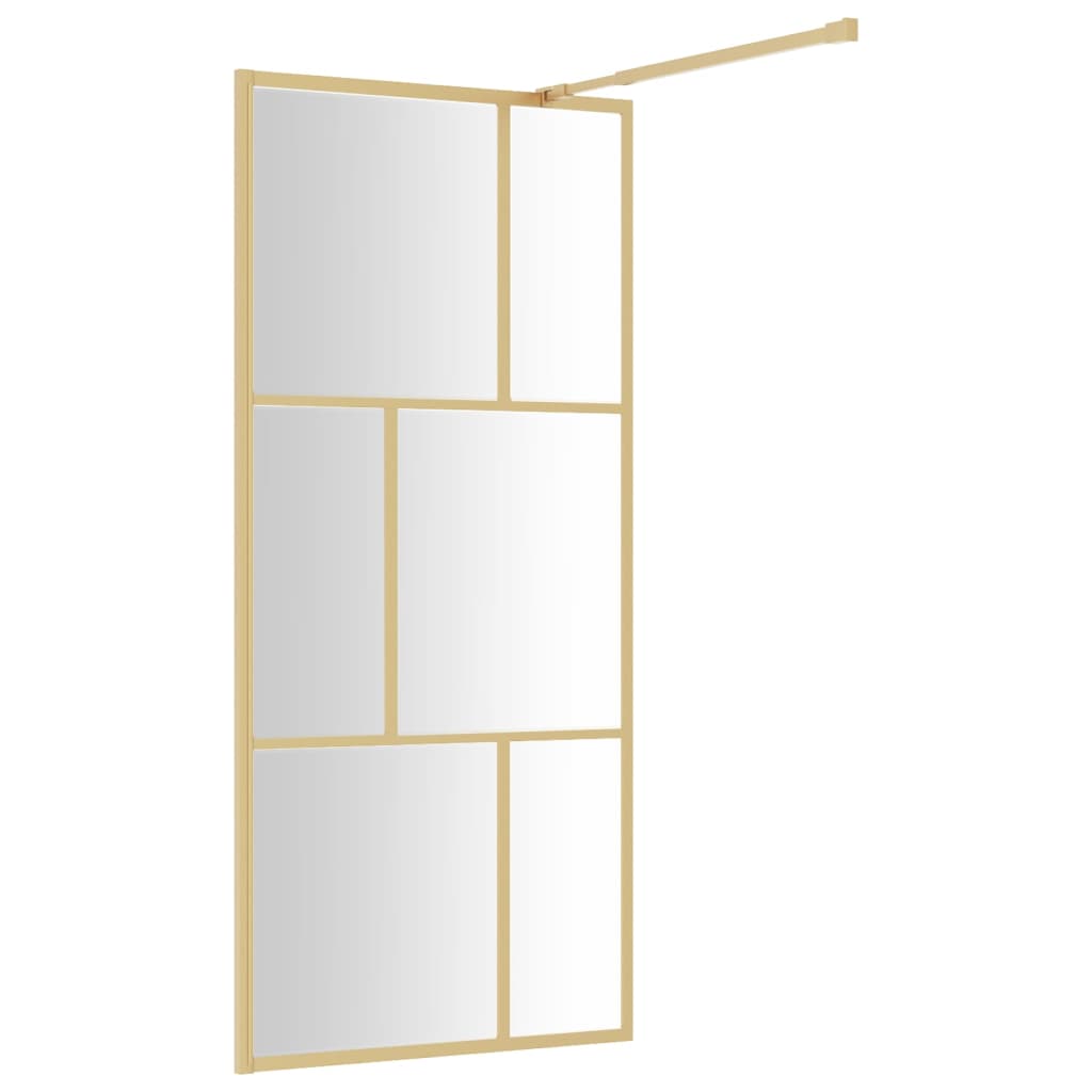 Inloopdouchewand transparant 90x195 cm ESG-glas goudkleurig