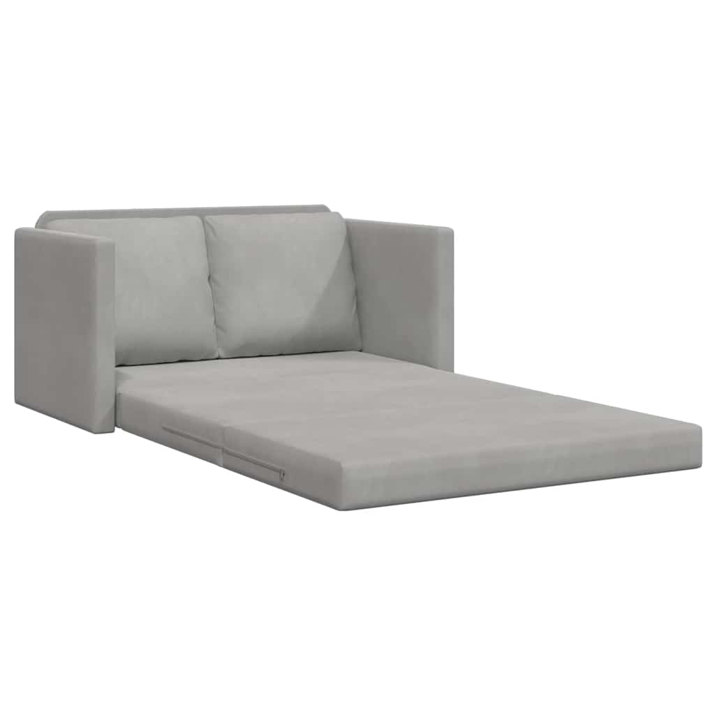 Slaapbank vloermodel 2-in-1 122x204x55 cm fluweel lichtgrijs