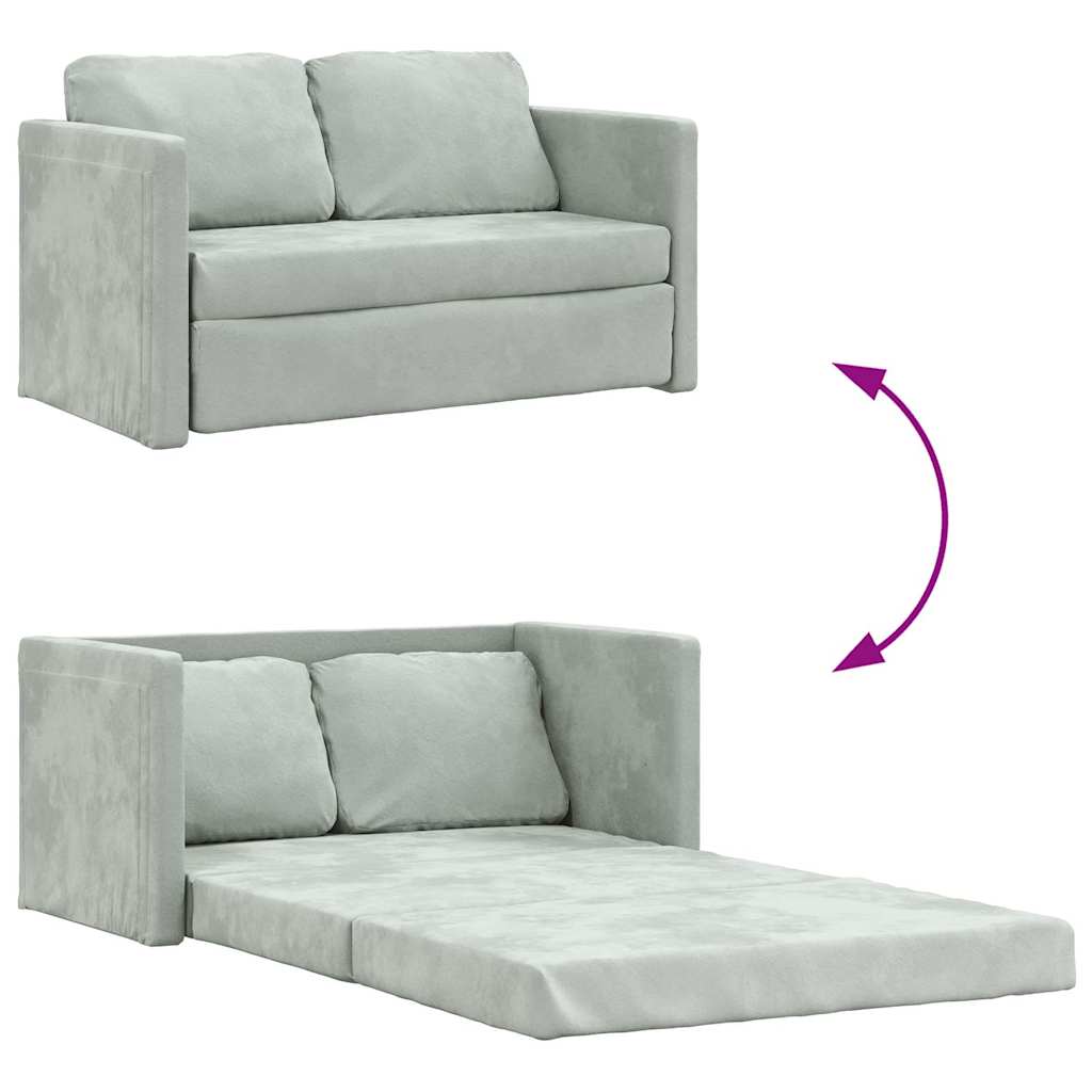 Slaapbank vloermodel 2-in-1 122x204x55 cm fluweel lichtgrijs