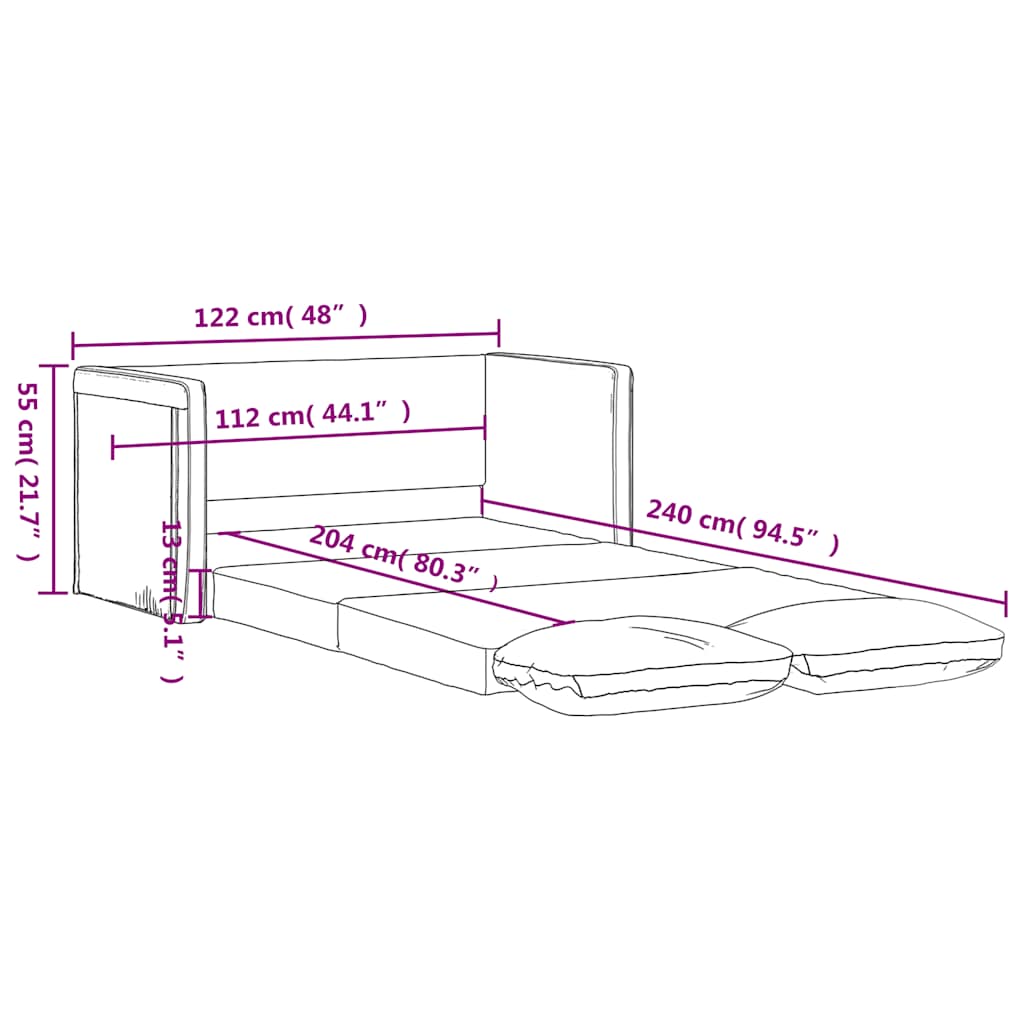 Slaapbank vloermodel 2-in-1 122x204x55 cm fluweel donkergrijs