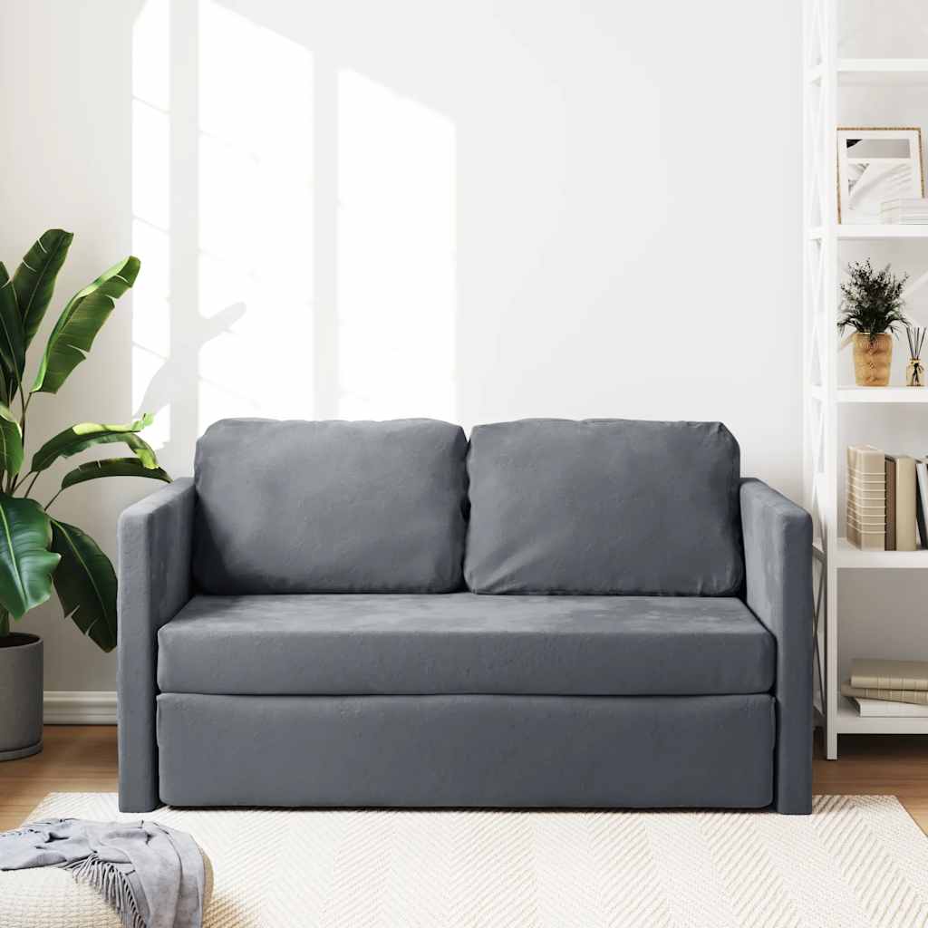 Slaapbank vloermodel 2-in-1 122x204x55 cm fluweel donkergrijs