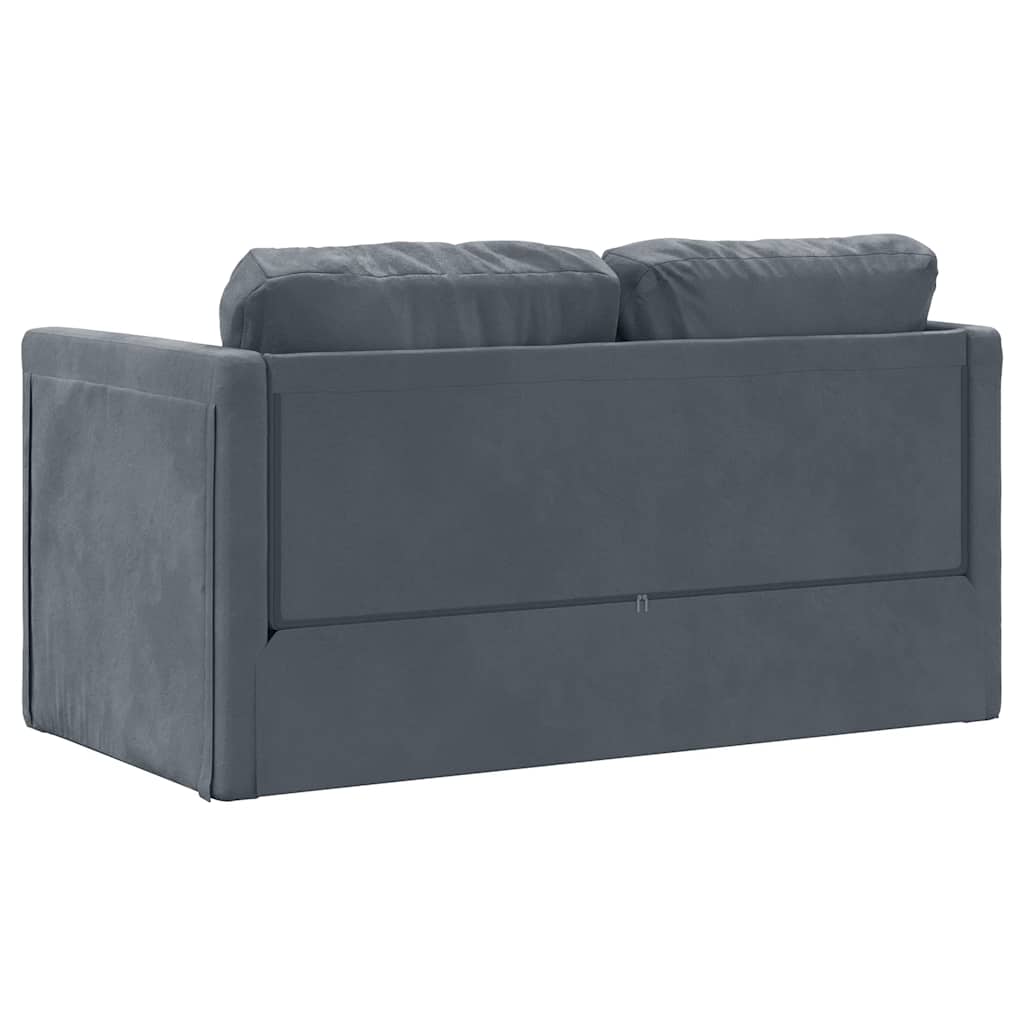 Slaapbank vloermodel 2-in-1 122x204x55 cm fluweel donkergrijs