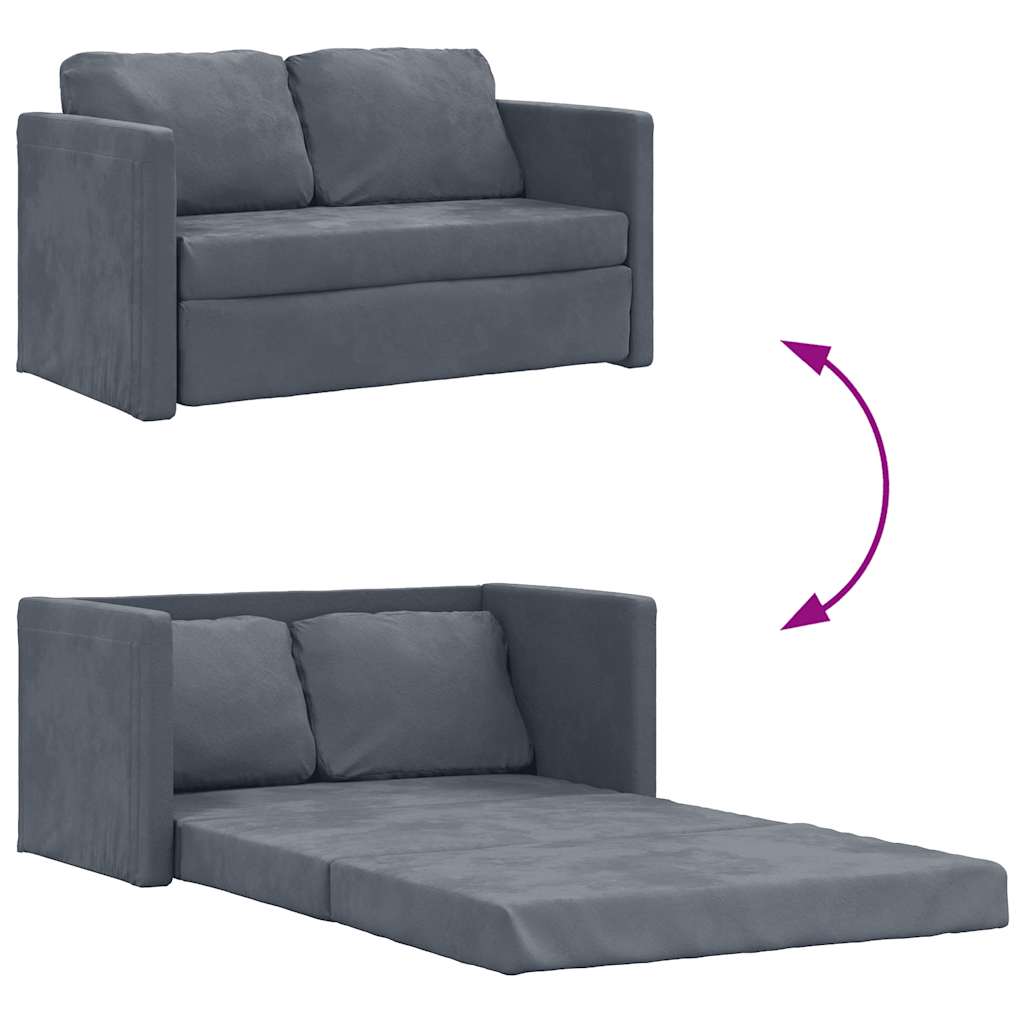 Slaapbank vloermodel 2-in-1 122x204x55 cm fluweel donkergrijs