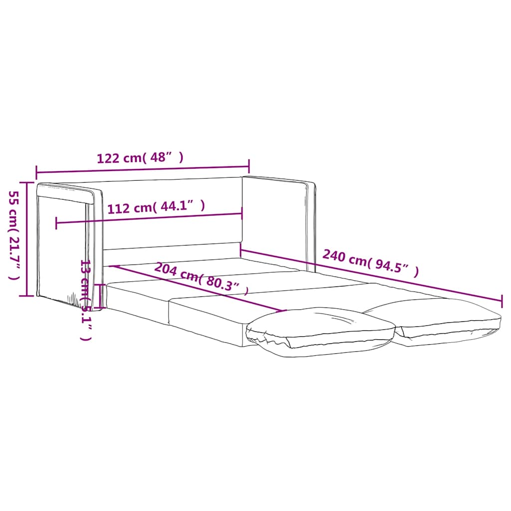 Slaapbank vloermodel 2-in-1 122x204x55 cm fluweel zwart