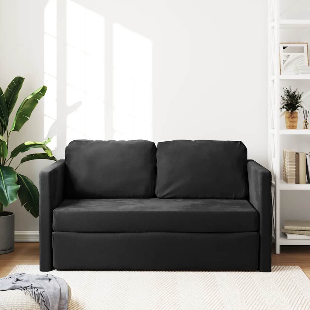 Slaapbank vloermodel 2-in-1 122x204x55 cm fluweel zwart