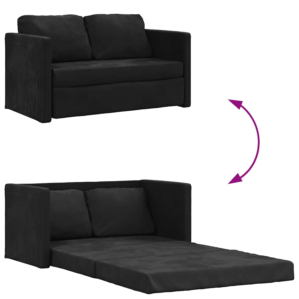 Slaapbank vloermodel 2-in-1 122x204x55 cm fluweel zwart
