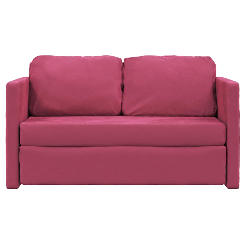 Slaapbank vloermodel 2-in-1 122x204x55 cm fluweel wijnrood