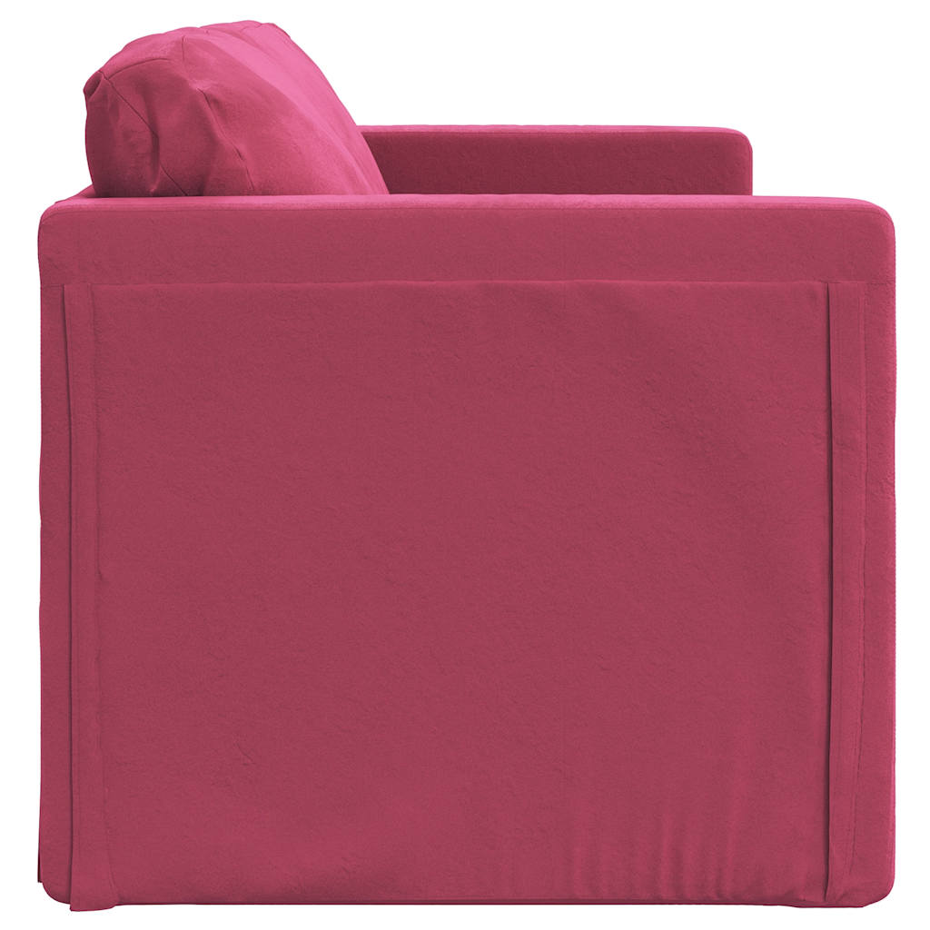 Slaapbank vloermodel 2-in-1 122x204x55 cm fluweel wijnrood