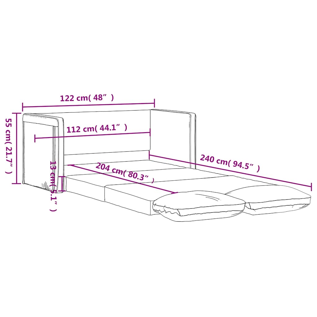 Slaapbank vloermodel 2-in-1 122x204x55 cm fluweel wijnrood