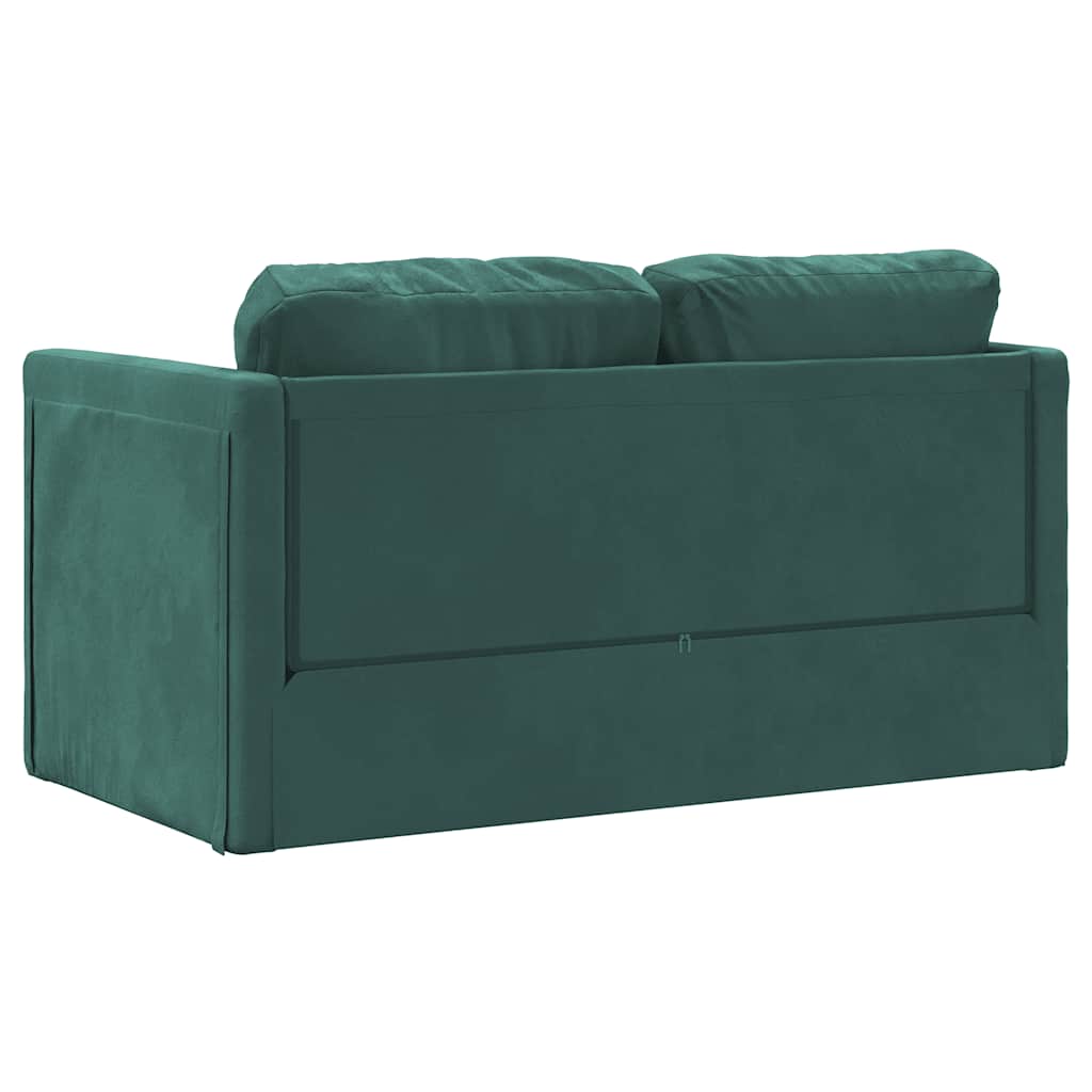 Slaapbank vloermodel 2-in-1 122x204x55 cm fluweel donkergroen