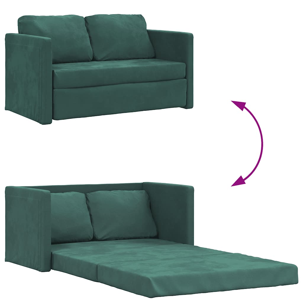 Slaapbank vloermodel 2-in-1 122x204x55 cm fluweel donkergroen