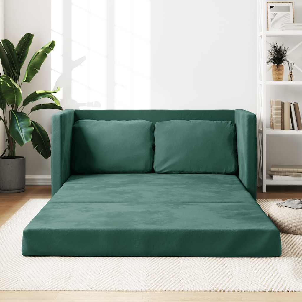 Slaapbank vloermodel 2-in-1 122x204x55 cm fluweel donkergroen
