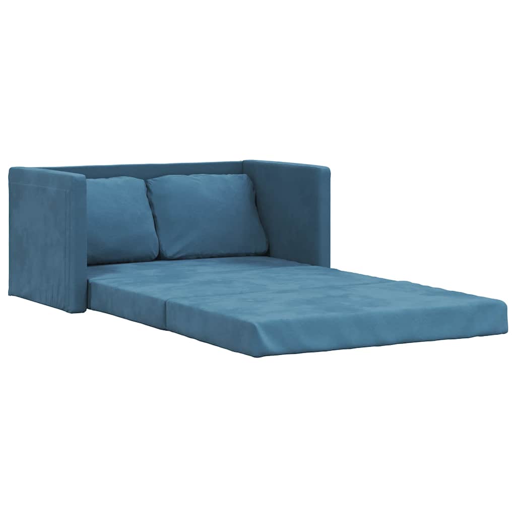 Slaapbank vloermodel 2-in-1 122x204x55 cm fluweel blauw
