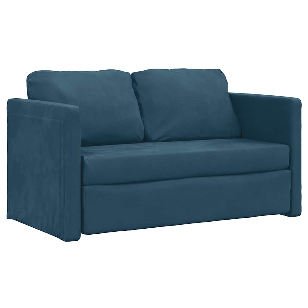 Slaapbank vloermodel 2-in-1 122x204x55 cm fluweel blauw
