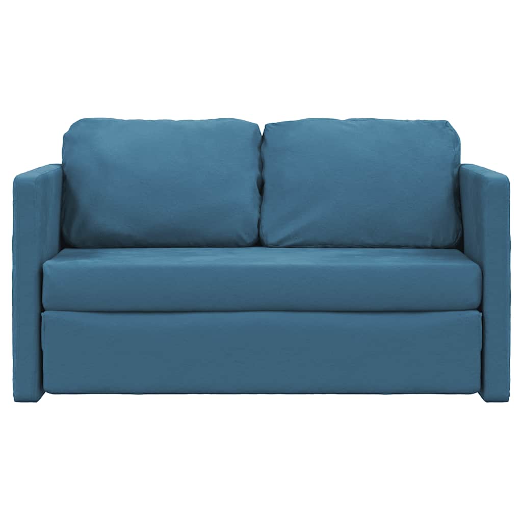 Slaapbank vloermodel 2-in-1 122x204x55 cm fluweel blauw