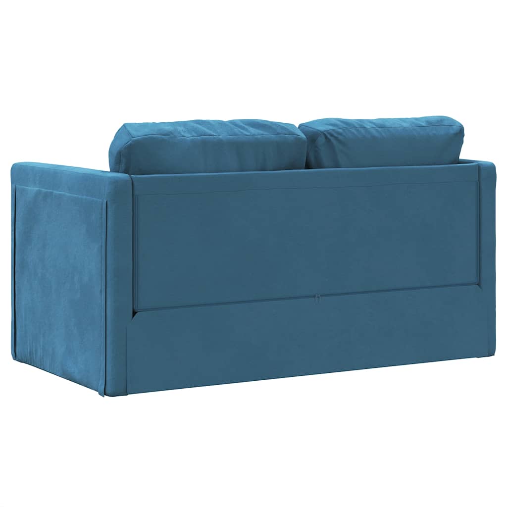 Slaapbank vloermodel 2-in-1 122x204x55 cm fluweel blauw
