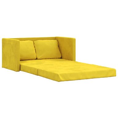 Slaapbank vloermodel 2-in-1 122x204x55 cm fluweel donkergeel