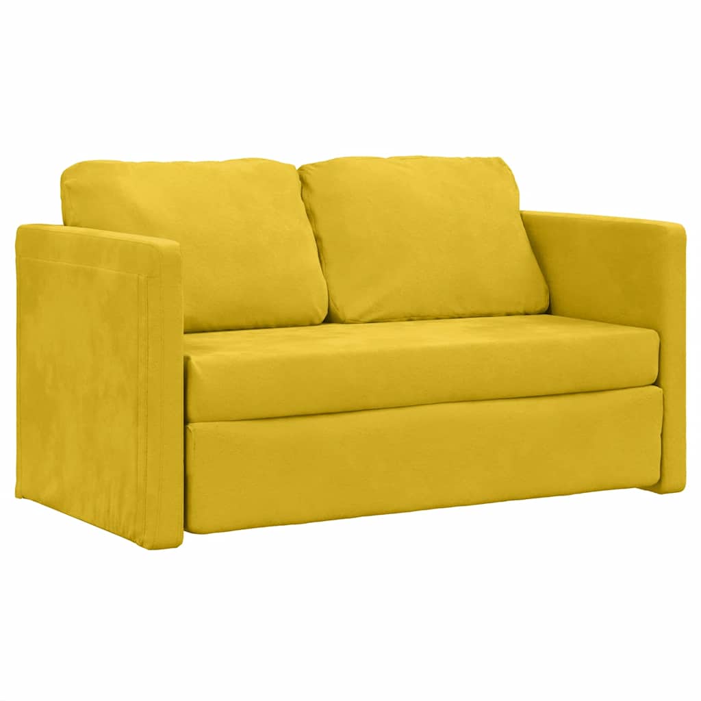 Slaapbank vloermodel 2-in-1 122x204x55 cm fluweel donkergeel