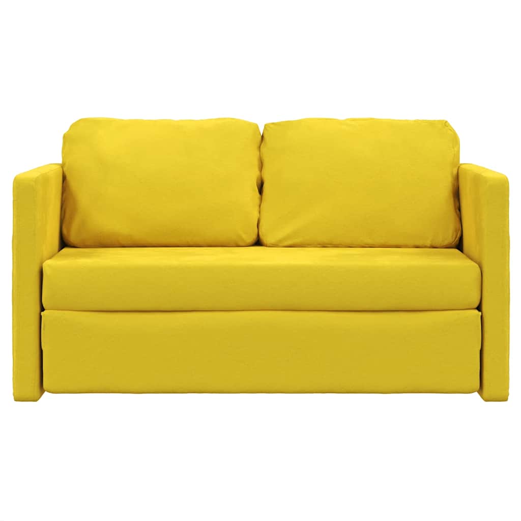 Slaapbank vloermodel 2-in-1 122x204x55 cm fluweel donkergeel