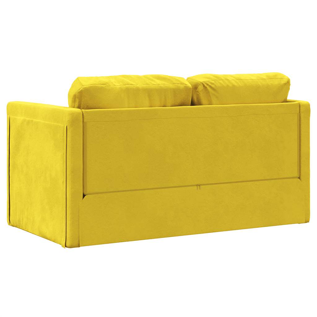 Slaapbank vloermodel 2-in-1 122x204x55 cm fluweel donkergeel