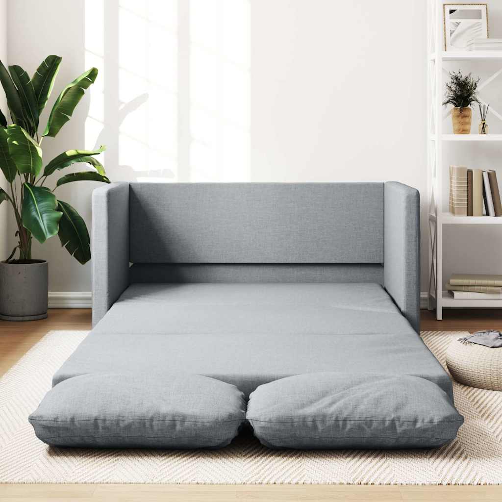 Slaapbank vloermodel 2-in-1 112x174x55 cm stof lichtgrijs
