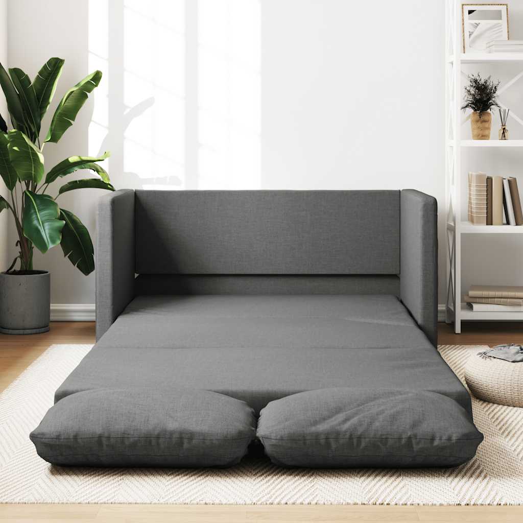 Slaapbank vloermodel 2-in-1 112x174x55 cm stof donkergrijs
