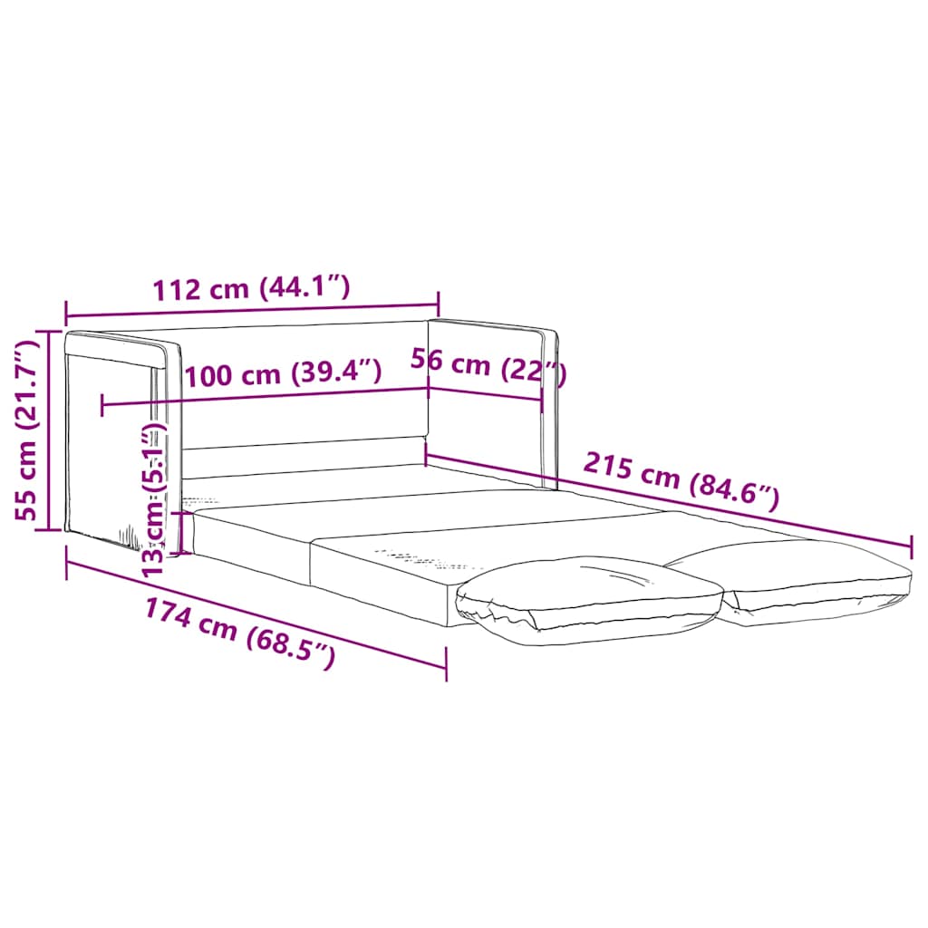 Slaapbank vloermodel 2-in-1 112x174x55 cm stof zwart