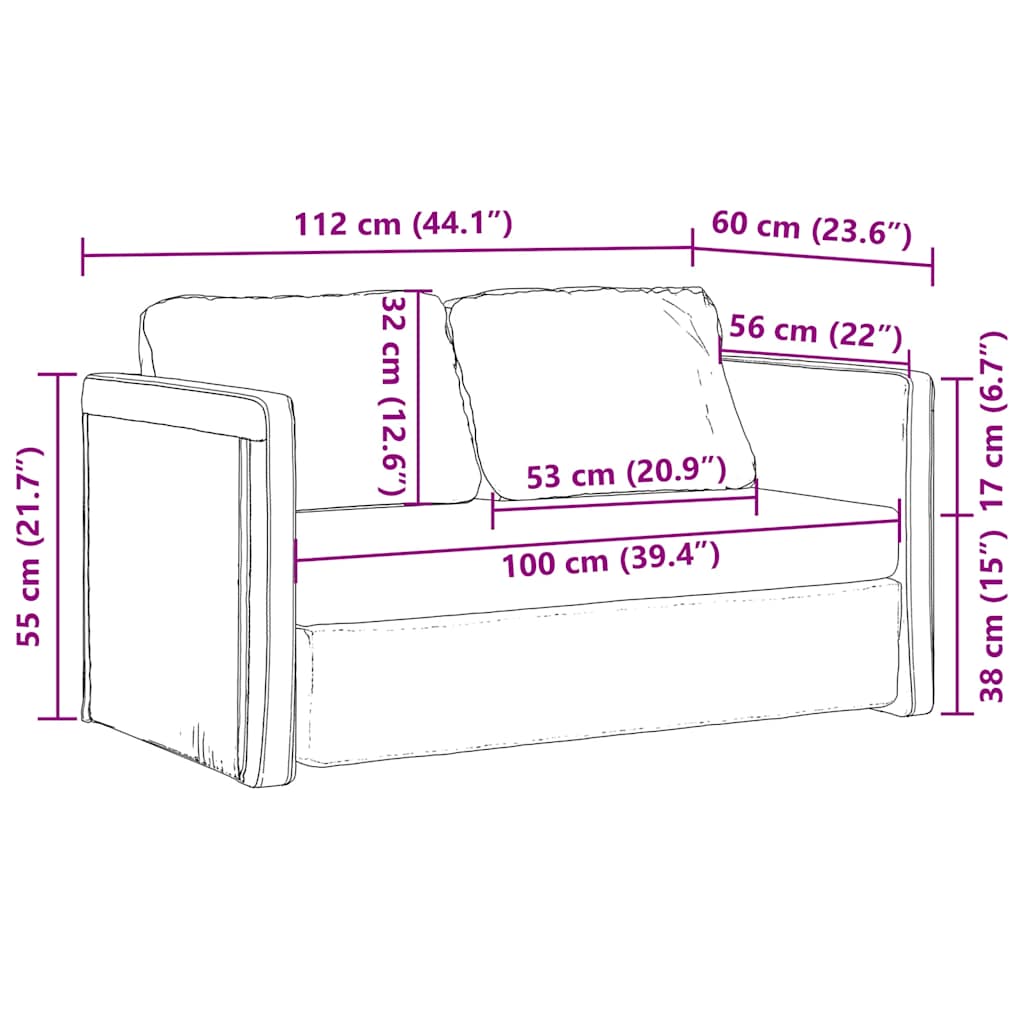Slaapbank vloermodel 2-in-1 112x174x55 cm stof zwart