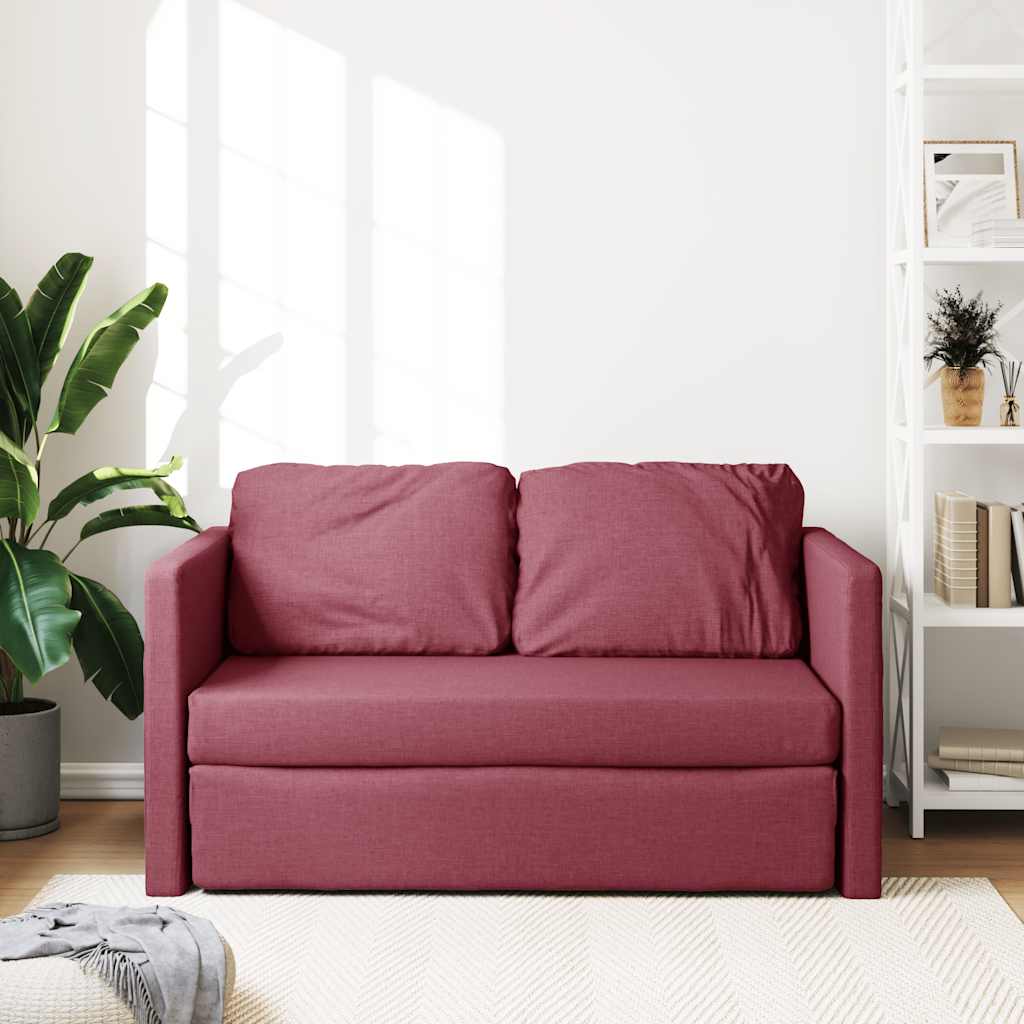 Slaapbank vloermodel 2-in-1 112x174x55 cm stof wijnrood