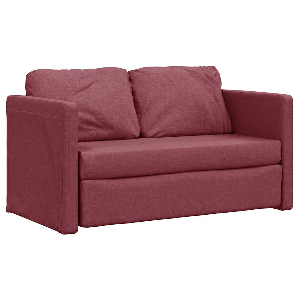 Slaapbank vloermodel 2-in-1 112x174x55 cm stof wijnrood