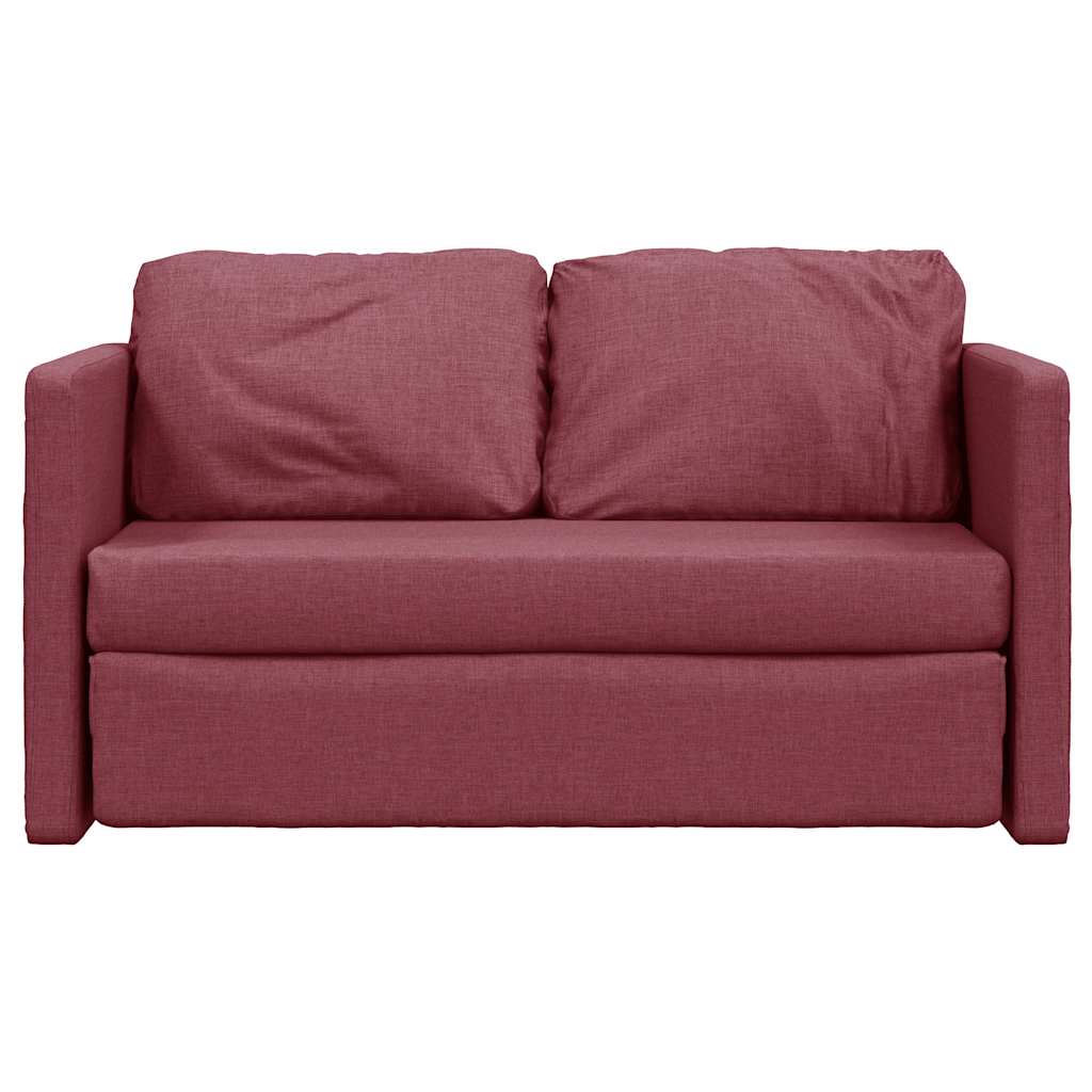 Slaapbank vloermodel 2-in-1 112x174x55 cm stof wijnrood