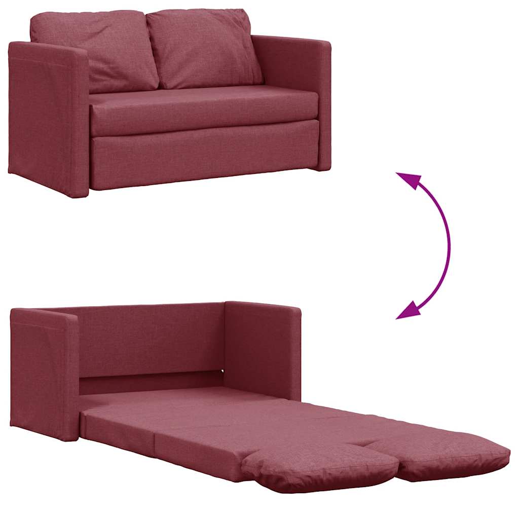Slaapbank vloermodel 2-in-1 112x174x55 cm stof wijnrood