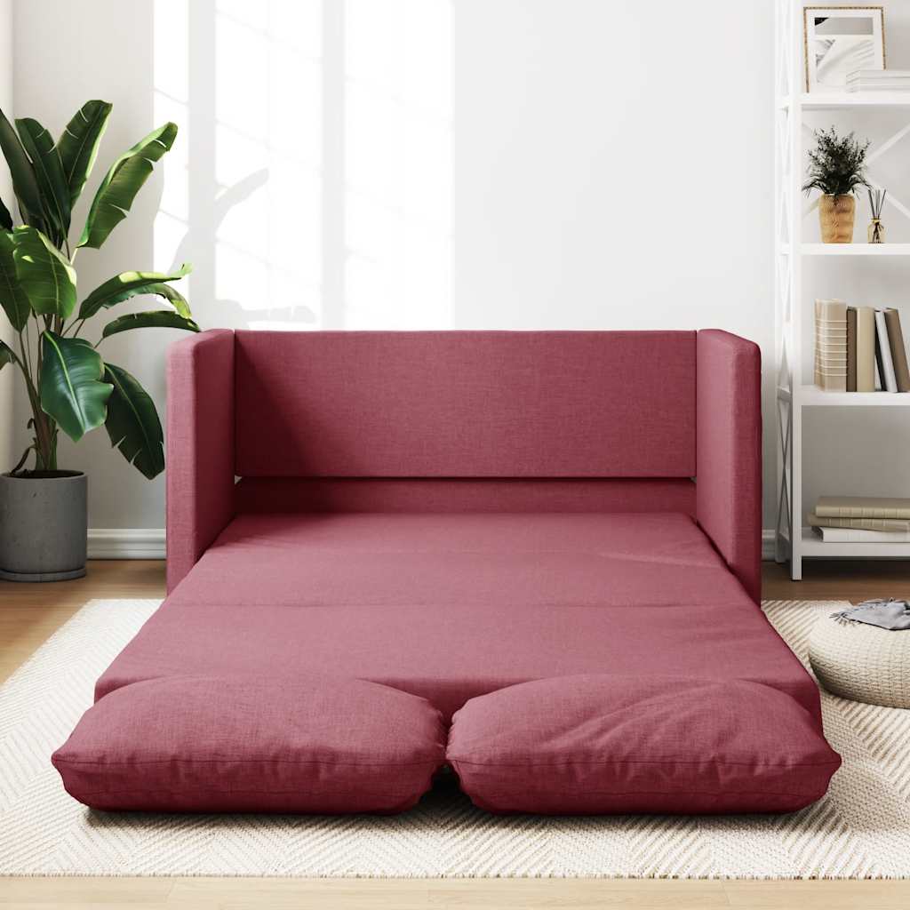 Slaapbank vloermodel 2-in-1 112x174x55 cm stof wijnrood
