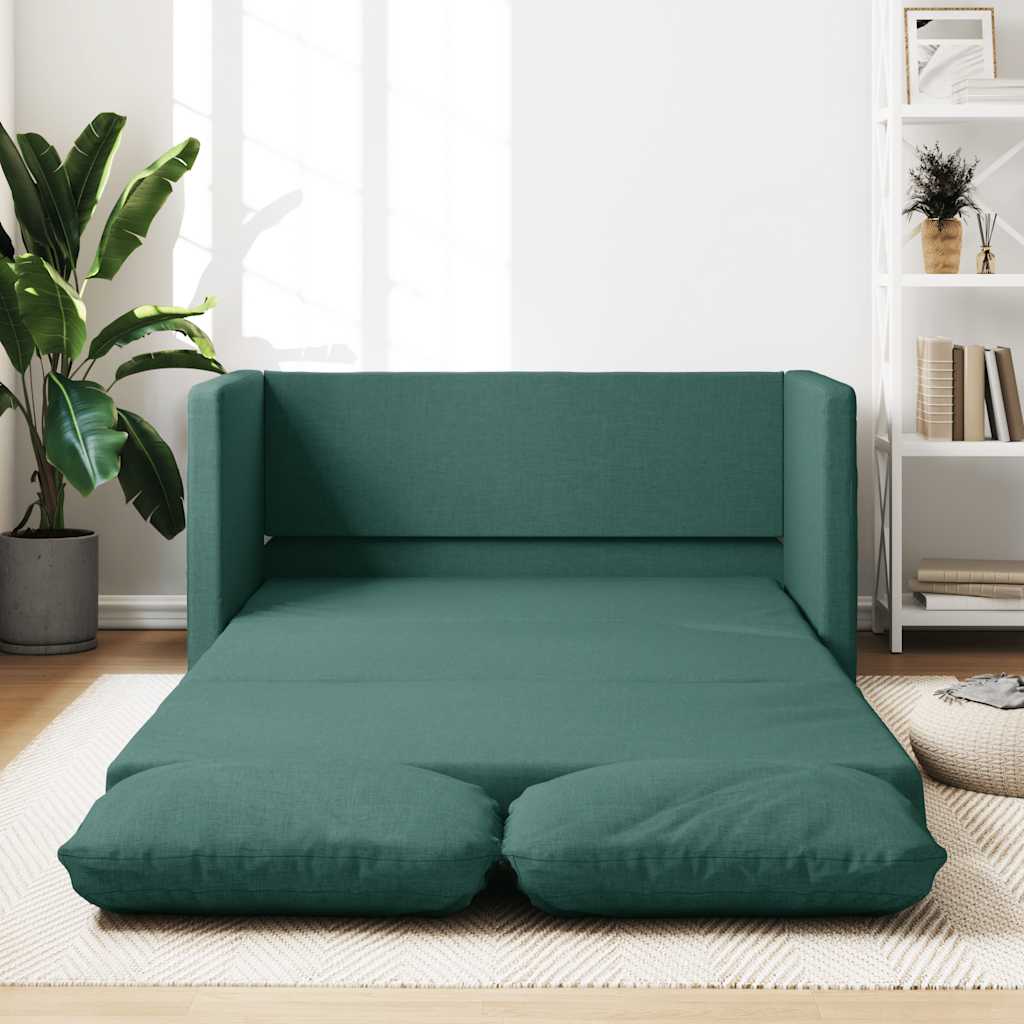 Slaapbank vloermodel 2-in-1 112x174x55 cm stof donkergroen