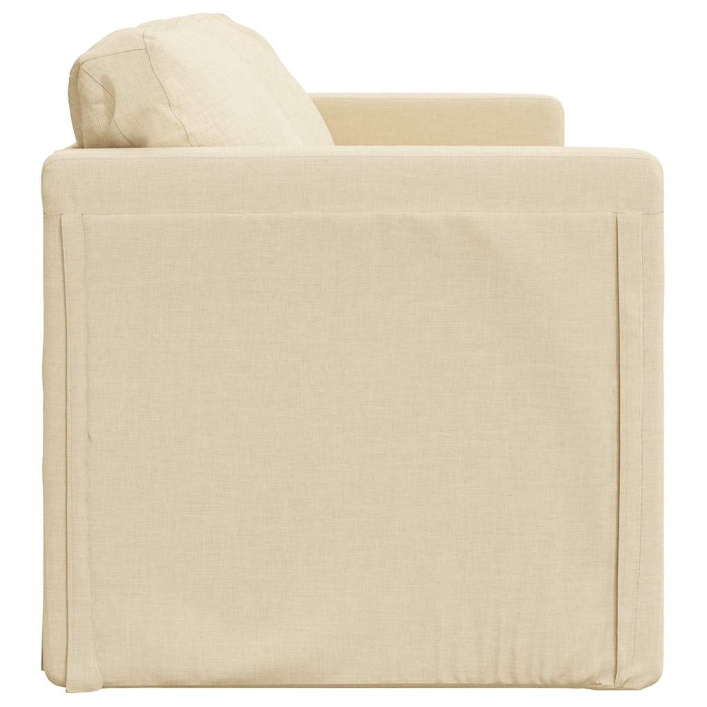 Slaapbank vloermodel 2-in-1 112x174x55 cm stof crèmekleurig