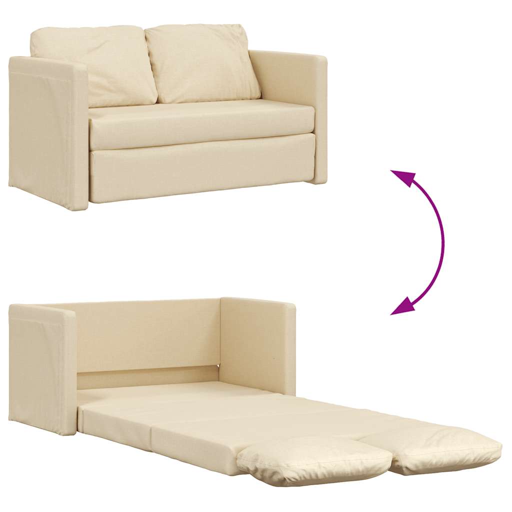 Slaapbank vloermodel 2-in-1 112x174x55 cm stof crèmekleurig