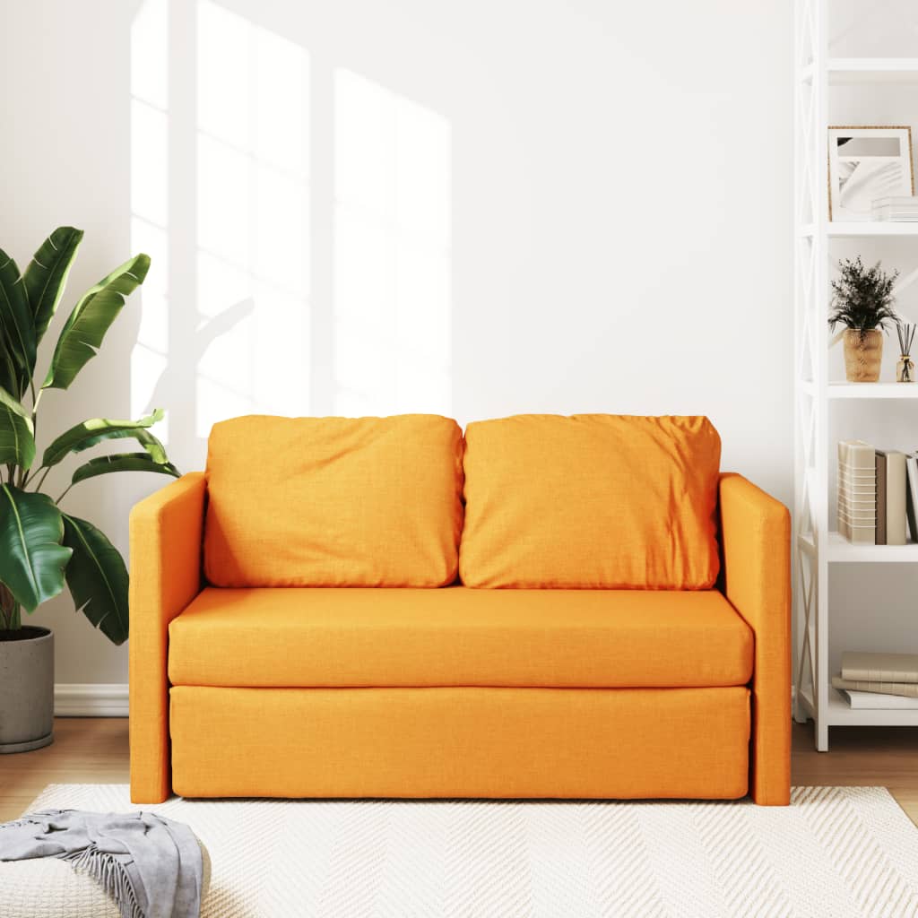 Slaapbank vloermodel 2-in-1 112x174x55 cm stof donkergeel