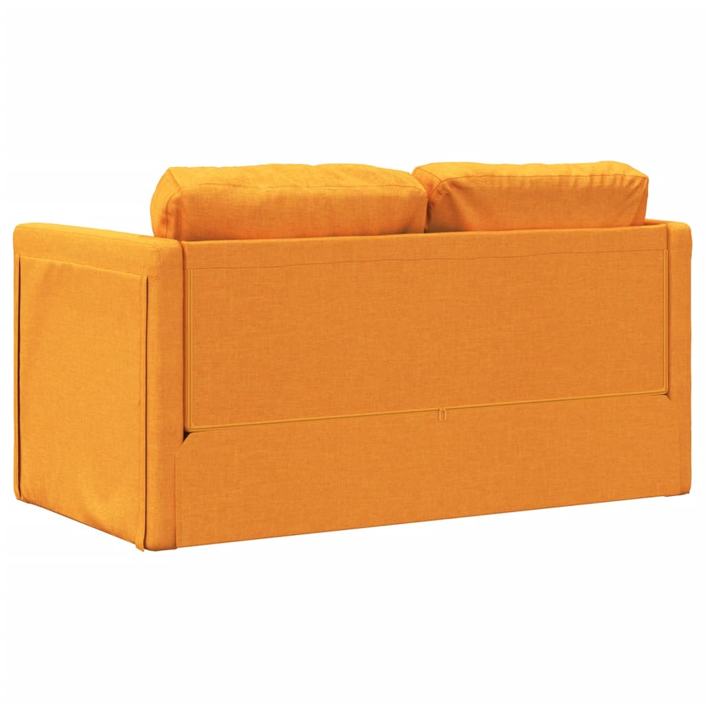 Slaapbank vloermodel 2-in-1 112x174x55 cm stof donkergeel
