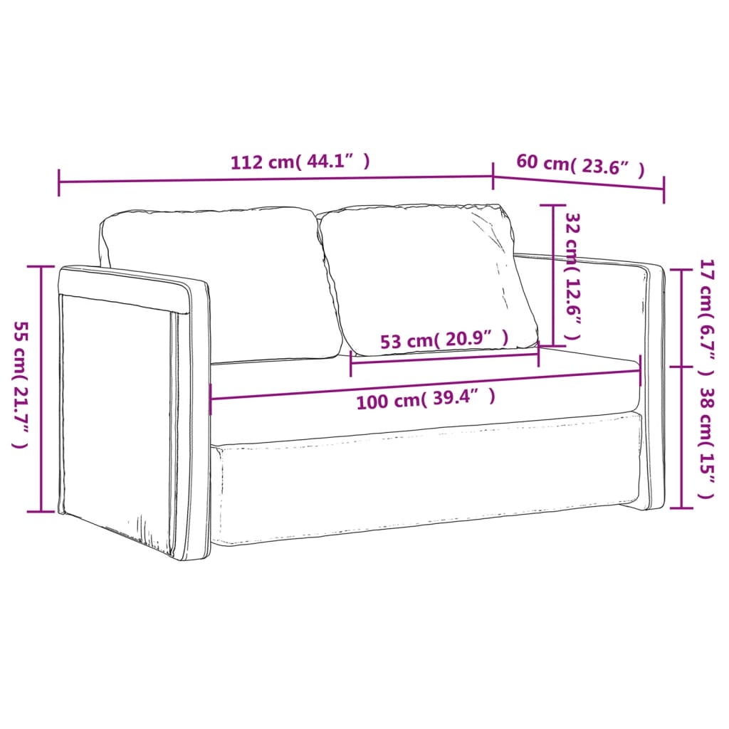 Slaapbank vloermodel 2-in-1 112x174x55 cm stof donkergeel