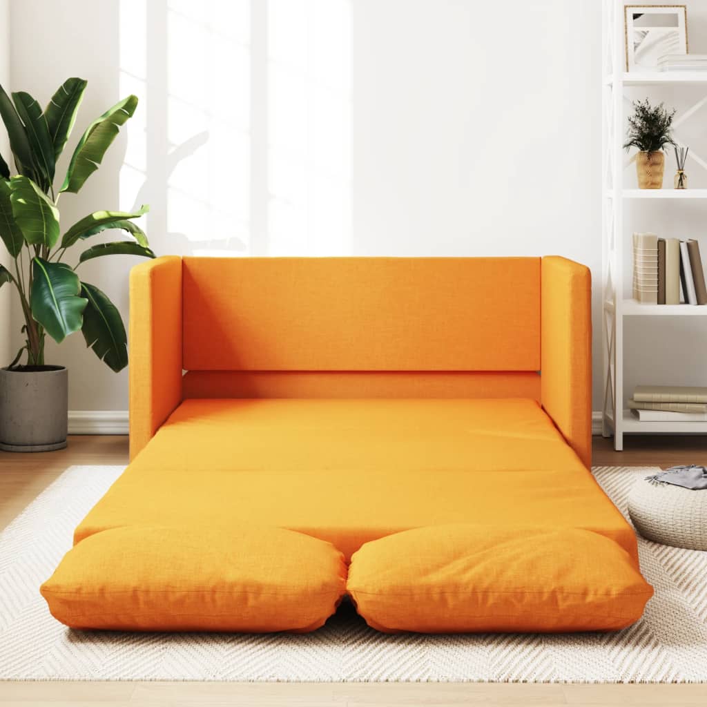 Slaapbank vloermodel 2-in-1 112x174x55 cm stof donkergeel
