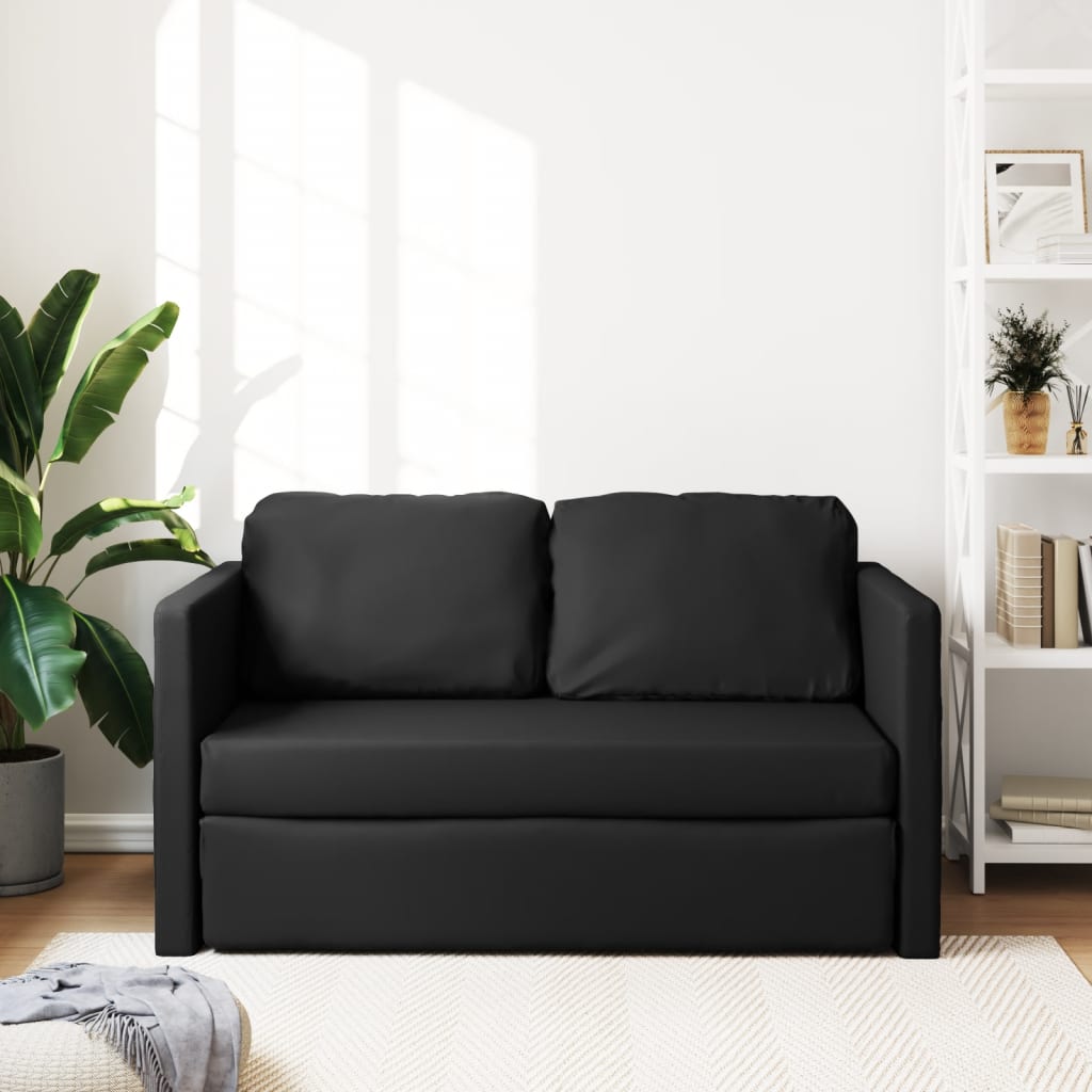 Slaapbank vloermodel 2-in-1 112x174x55 cm kunstleer zwart