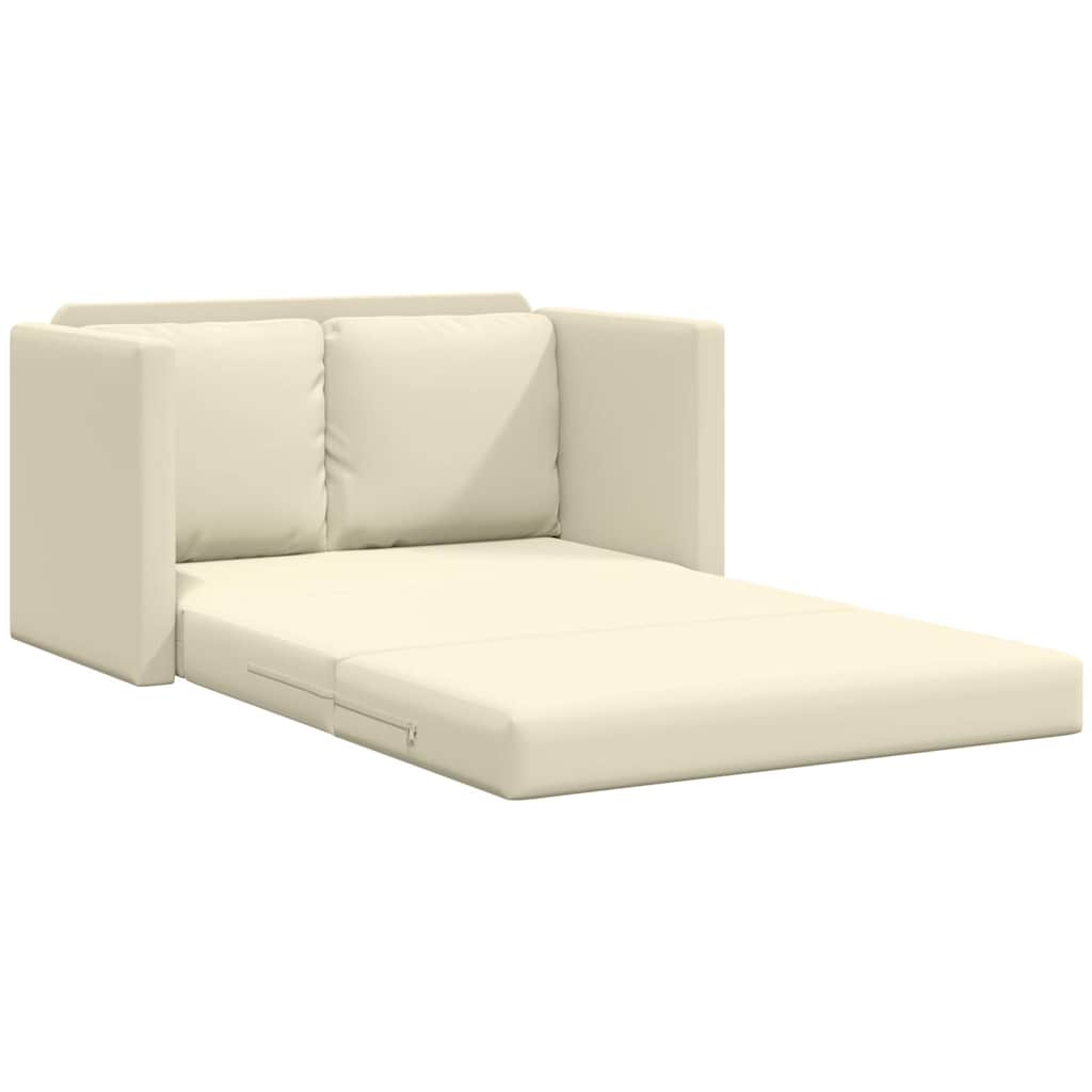 Slaapbank vloermodel 2-in-1 112x174x55 cm kunstleer crèmekleur