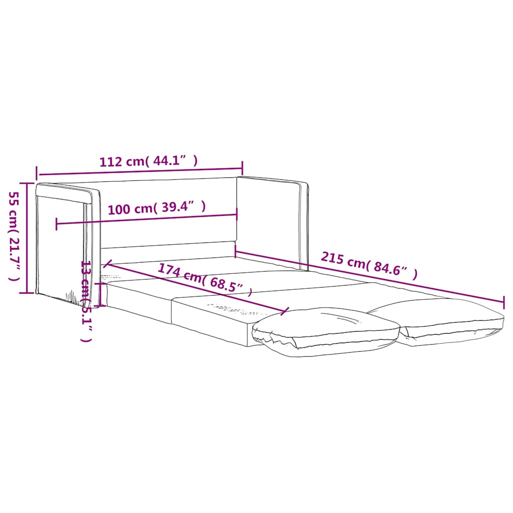 Slaapbank vloermodel 2-in-1 112x174x55 cm kunstleer grijs