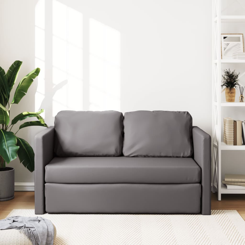 Slaapbank vloermodel 2-in-1 112x174x55 cm kunstleer grijs