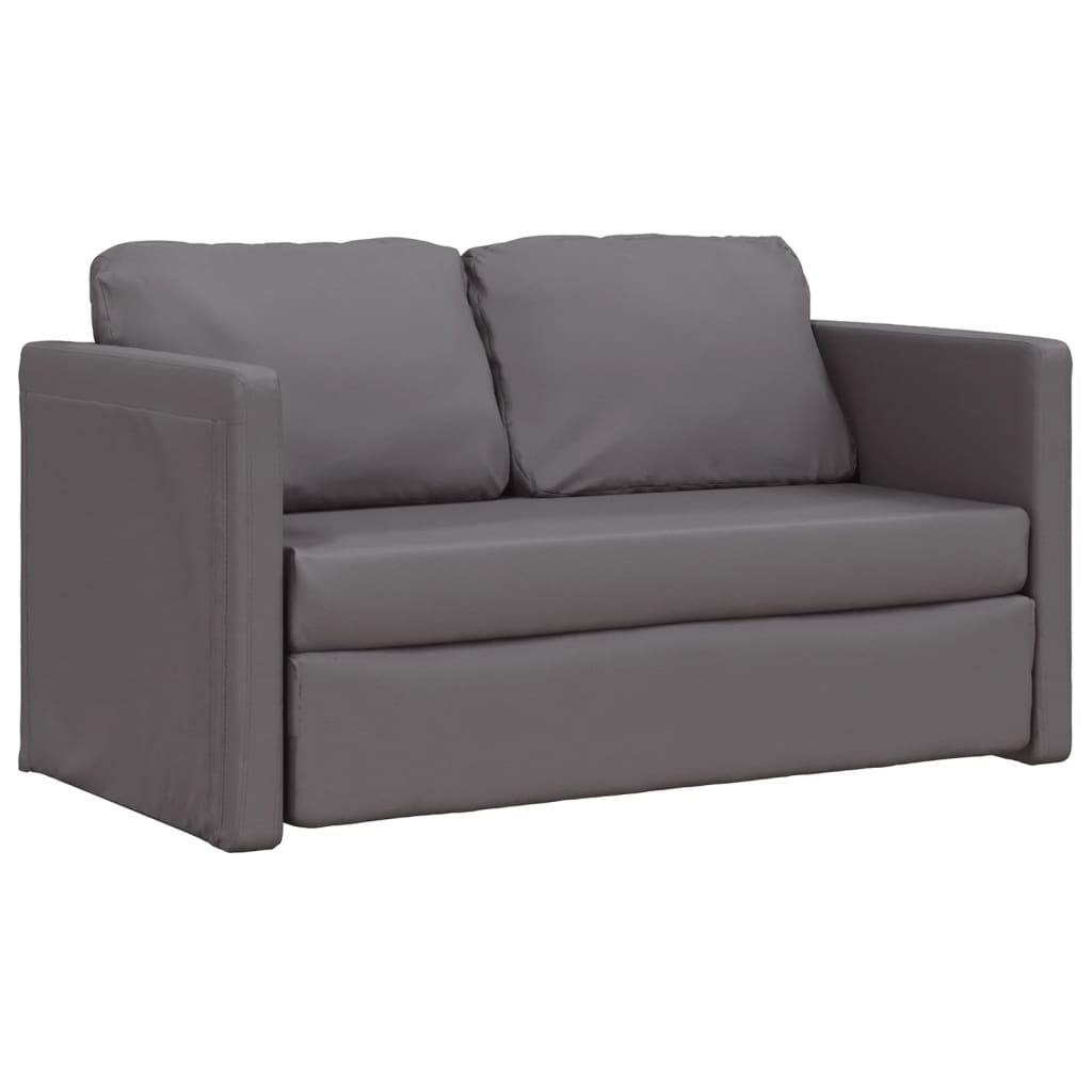 Slaapbank vloermodel 2-in-1 112x174x55 cm kunstleer grijs