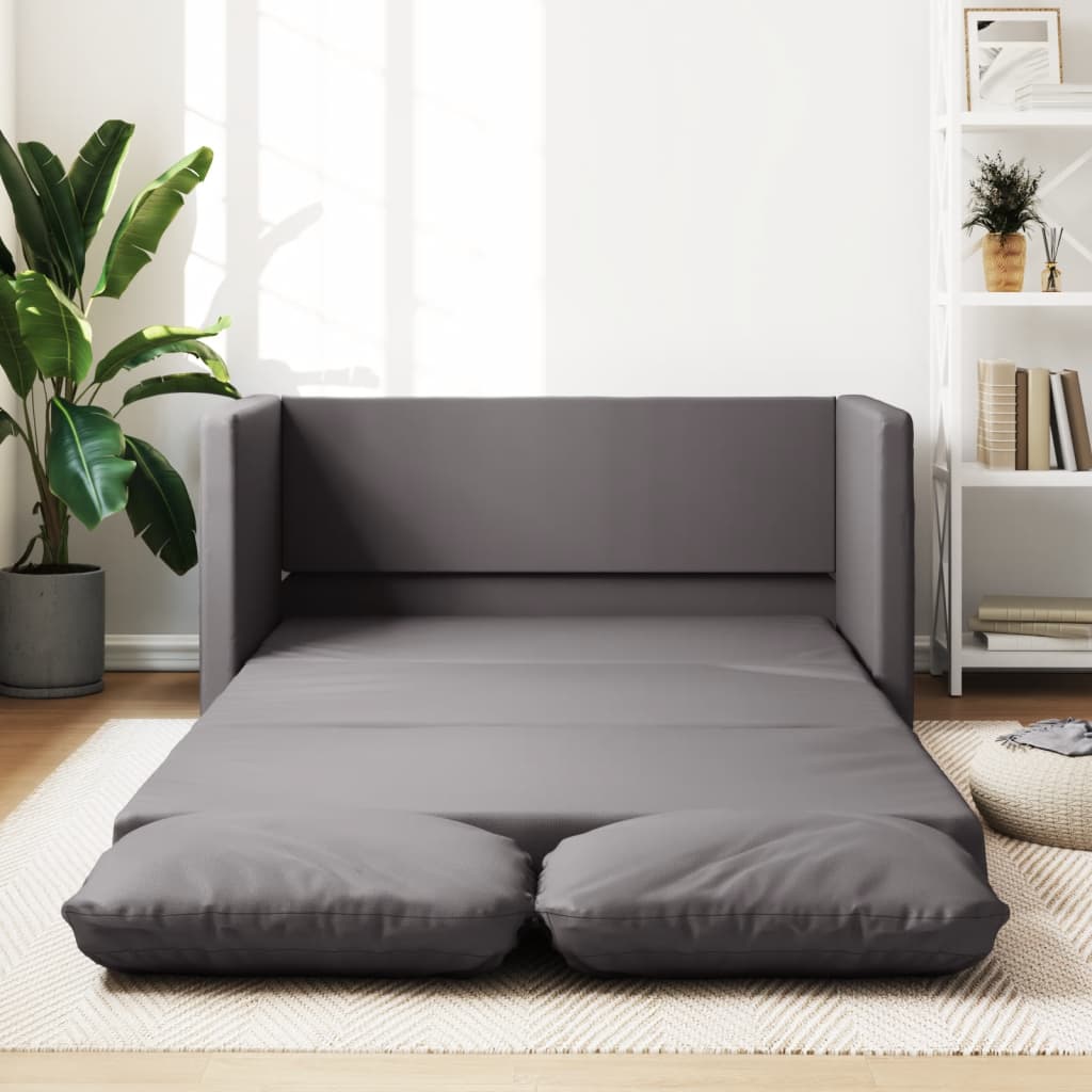 Slaapbank vloermodel 2-in-1 112x174x55 cm kunstleer grijs