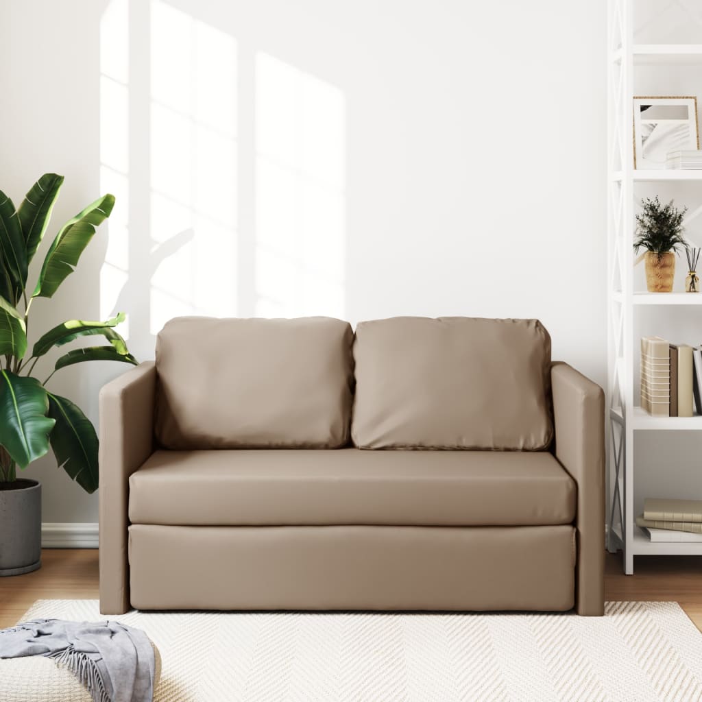 Slaapbank vloermodel 2-in-1 112x174x55 cm kunstleer cappuccino