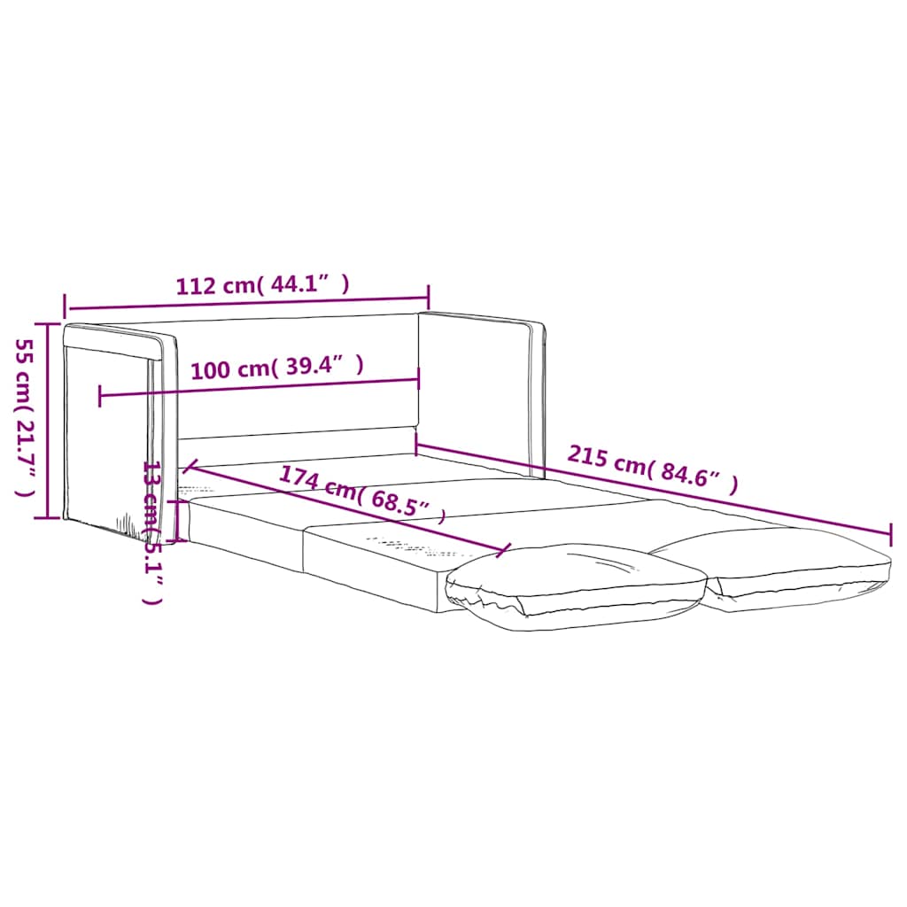 Slaapbank vloermodel 2-in-1 112x174x55 cm kunstleer wijnrood
