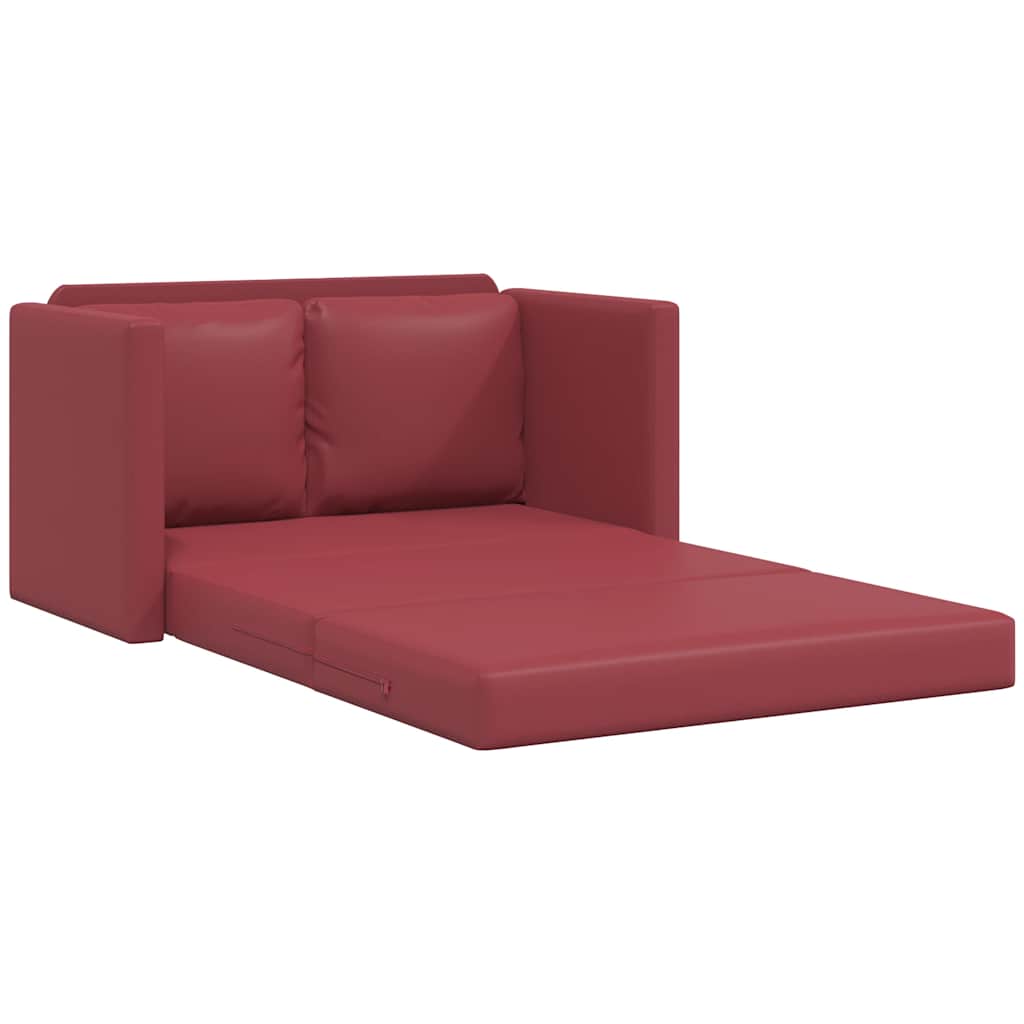 Slaapbank vloermodel 2-in-1 112x174x55 cm kunstleer wijnrood