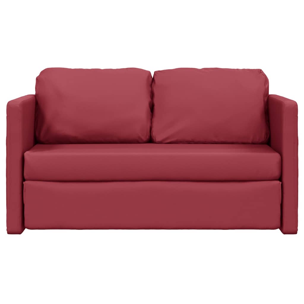 Slaapbank vloermodel 2-in-1 112x174x55 cm kunstleer wijnrood